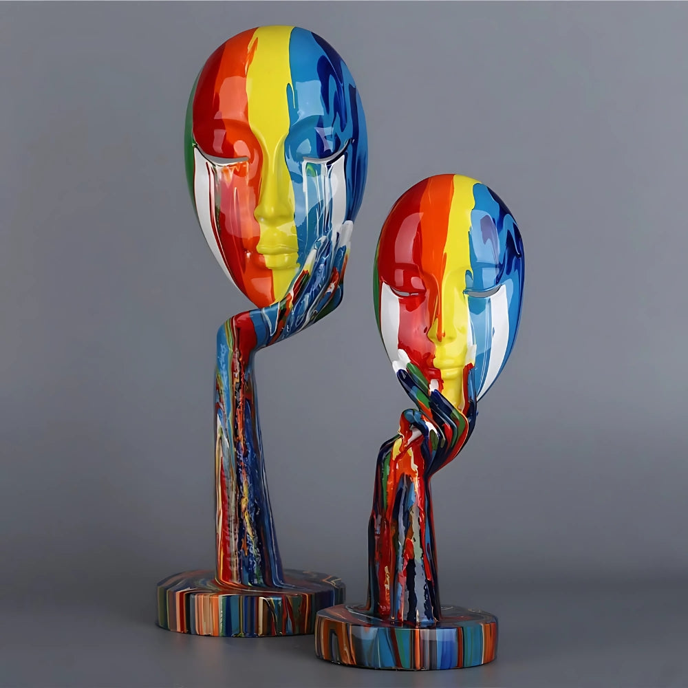 Kleurrijk reflecterend vrouwenbeeld – Modern Thinker Art-beeldhouwwerk