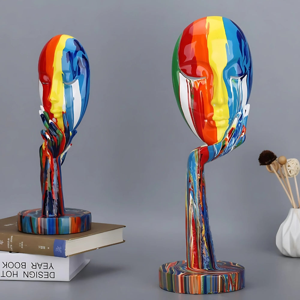 Kleurrijk reflecterend vrouwenbeeld – Modern Thinker Art-beeldhouwwerk