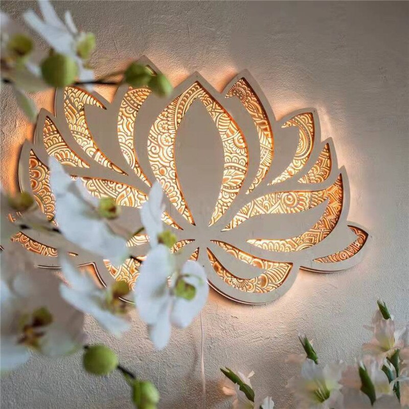 Hedendaagse LED Lotus Mandala-lamp – Artistieke sfeervolle wanddecoratie