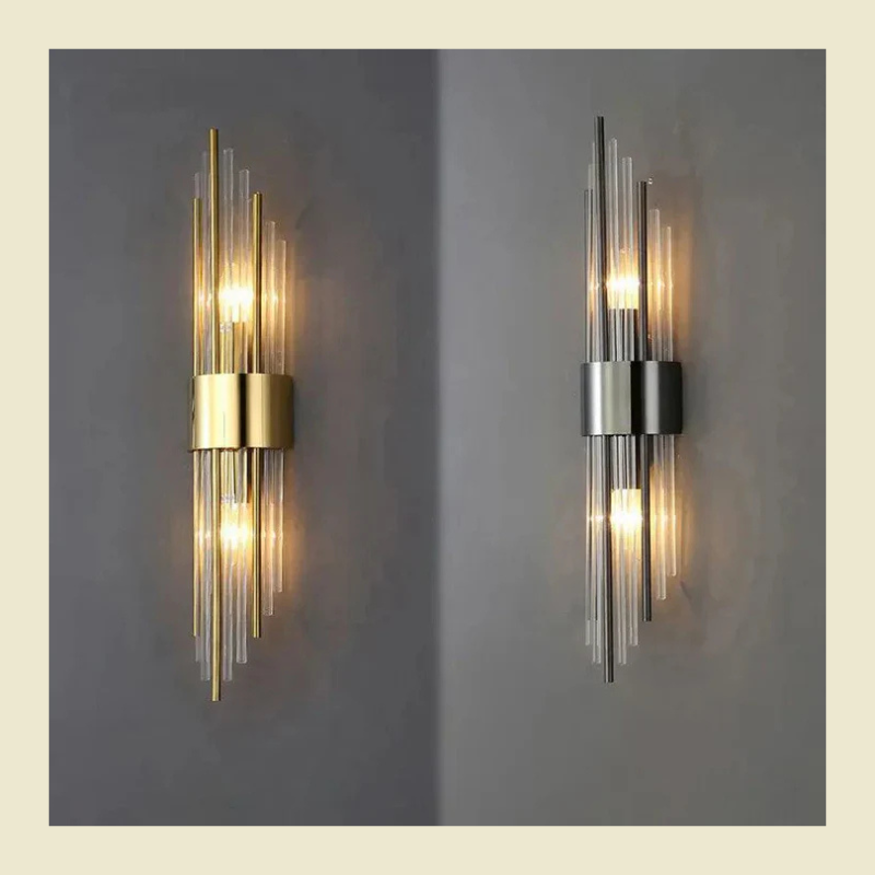 Moderne kristallen wandlamp - stijlvolle accentlamp in goudkleur