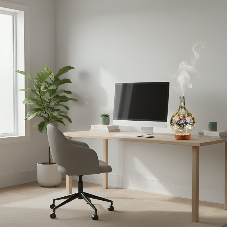 HueMist | 3D glazen vaas etherische olie diffuser met LED-verlichting – Moderne aromatherapie luchtbevochtiger