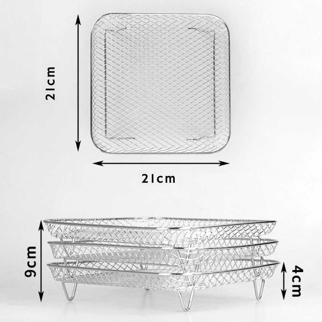 Stapelbare Airfryer-mandjes – Ruimtebesparende kookaccessoires