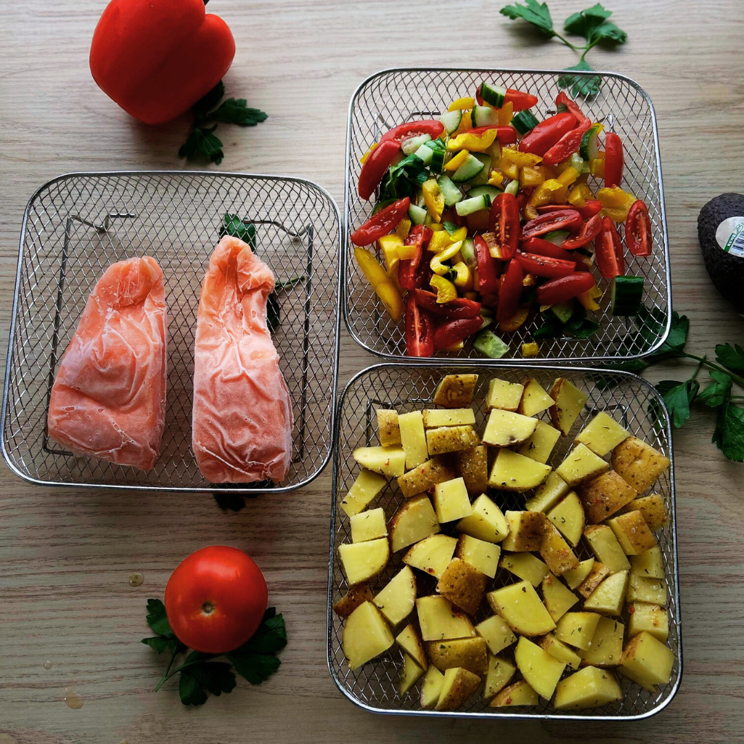 Stapelbare Airfryer-mandjes – Ruimtebesparende kookaccessoires