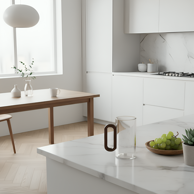 RustiGlass | Nordic glazen mok met houten handvat – Hittebestendige transparante koffiebeker