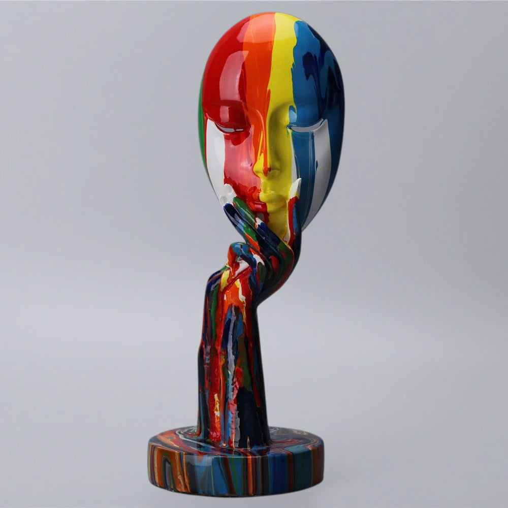 Kleurrijk reflecterend vrouwenbeeld – Modern Thinker Art-beeldhouwwerk