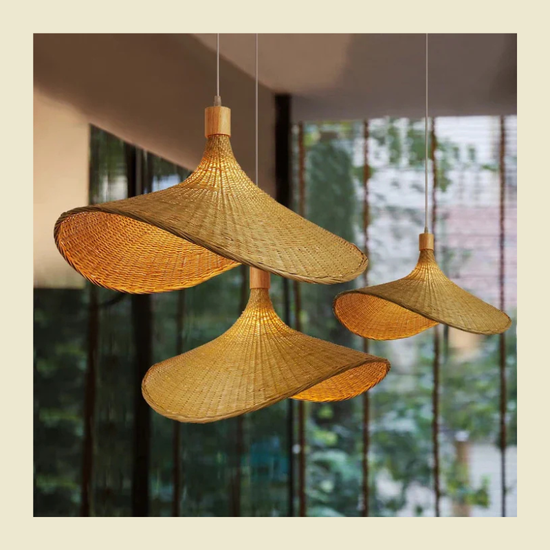 Boho handgemaakte bamboe hanglamp - milieuvriendelijke natuurlijke hanglamp