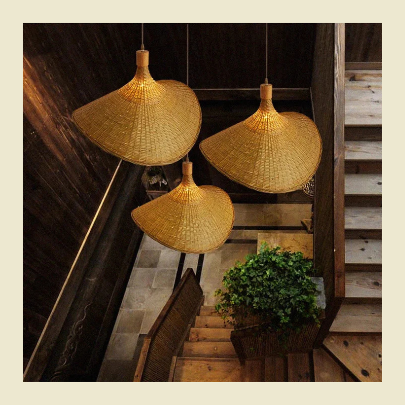 Boho handgemaakte bamboe hanglamp - milieuvriendelijke natuurlijke hanglamp