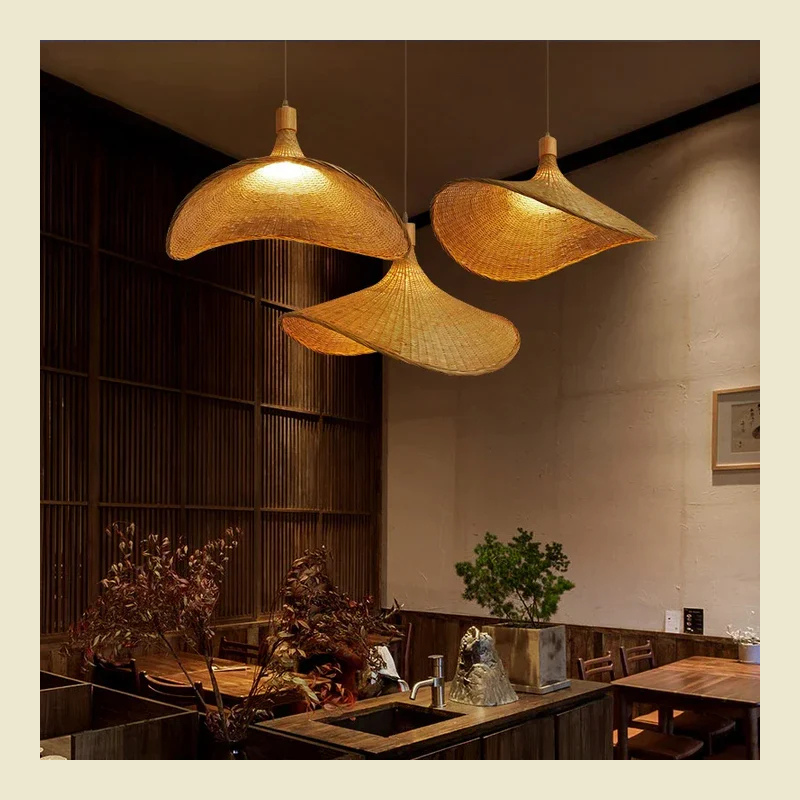 Boho handgemaakte bamboe hanglamp - milieuvriendelijke natuurlijke hanglamp