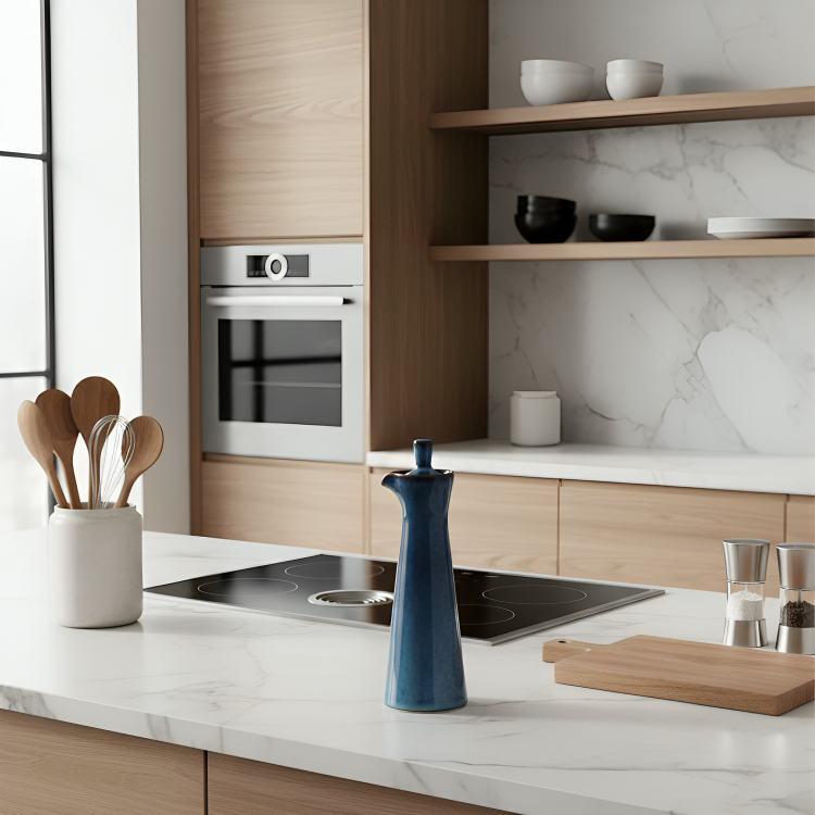 OleoPour | Nordic Keramische Olie- & Kruidenfles – Druppelvrije schenktuit, Minimalistisch Scandinavisch Design