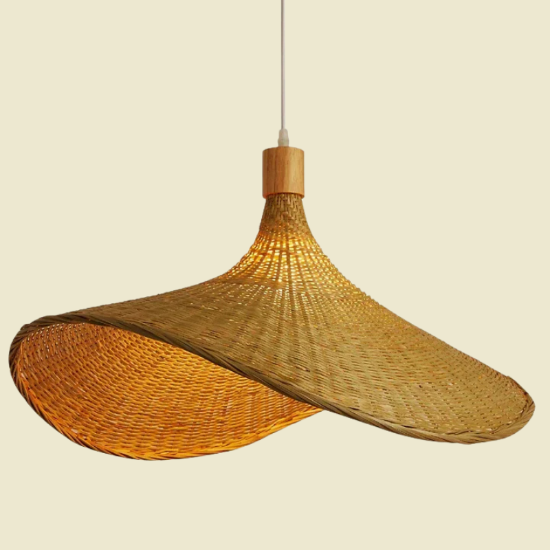 Boho handgemaakte bamboe hanglamp - milieuvriendelijke natuurlijke hanglamp