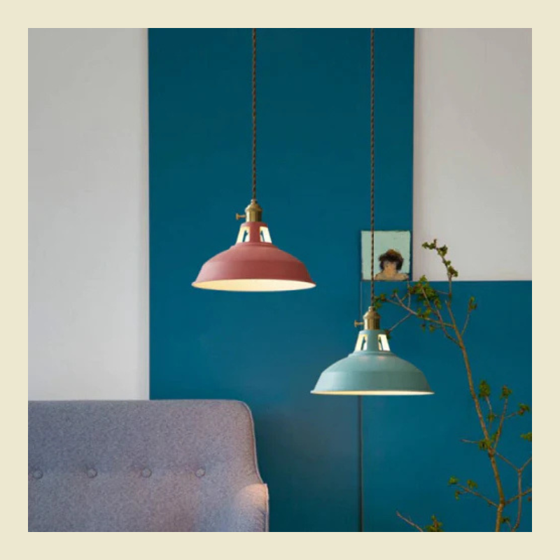 Pastelkleurige metalen hanglamp - vintage-geïnspireerde hanglamp