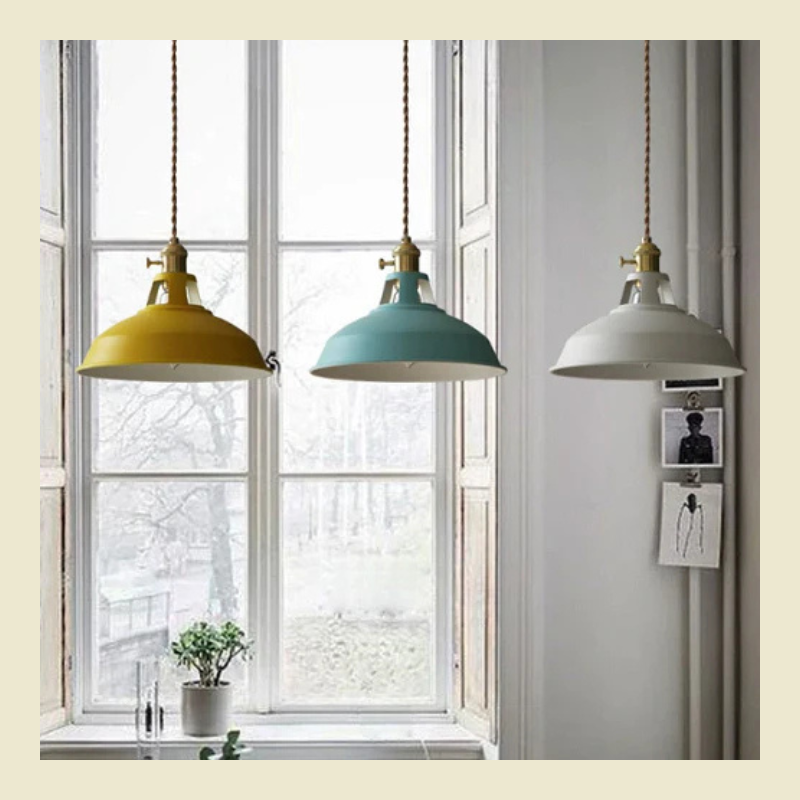 Pastelkleurige metalen hanglamp - vintage-geïnspireerde hanglamp