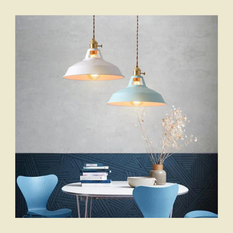 Pastelkleurige metalen hanglamp - vintage-geïnspireerde hanglamp