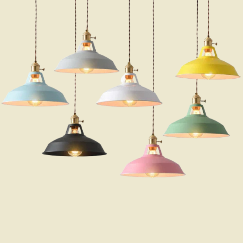 Pastelkleurige metalen hanglamp - vintage-geïnspireerde hanglamp