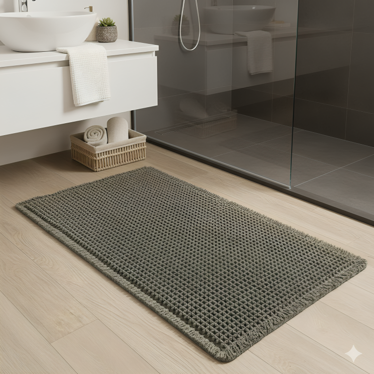 MatLoom | Boho Wafel Badmat 2-in-1 Absorberend & Antislip met Kwastjes, Wasbaar