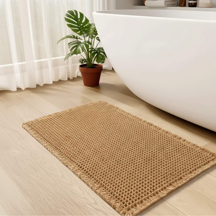 MatLoom | Boho Wafel Badmat 2-in-1 Absorberend & Antislip met Kwastjes, Wasbaar
