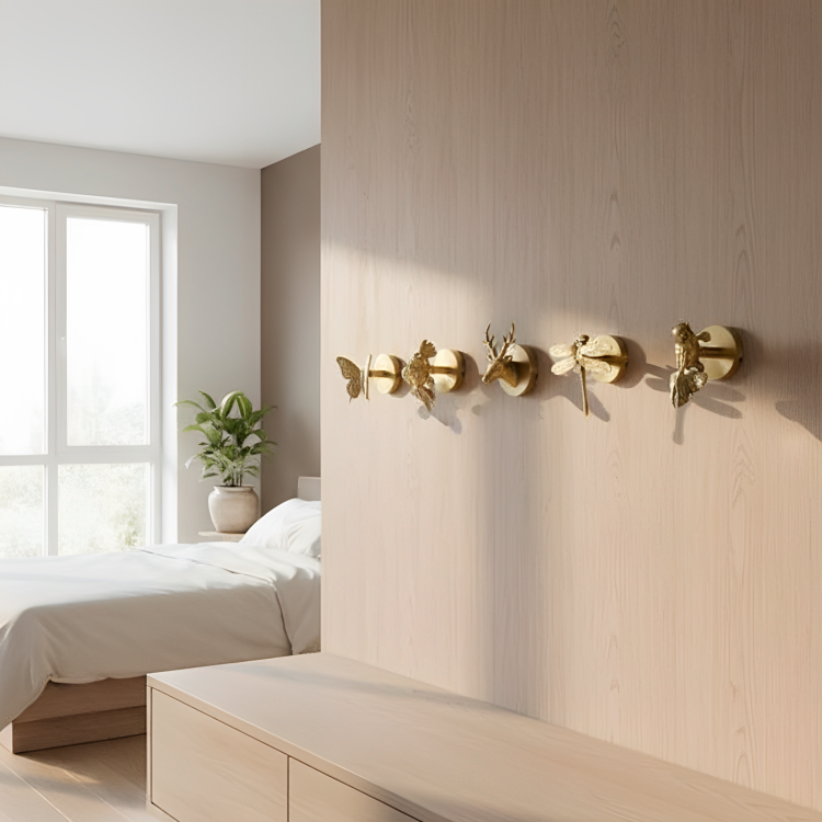 WildGleam | Massief messing wandhaken in de vorm van dierenkoppen – decoratieve haken voor jassen, hoeden en tassen