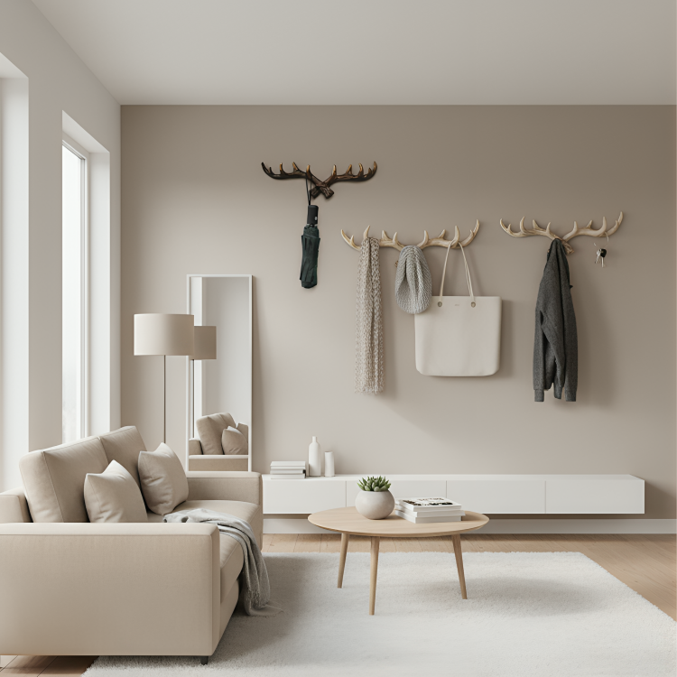 WildHook | Vintage jassenrek van gewei – Rustieke wandhaak van hertenhoorn voor jassen, hoeden en tassen