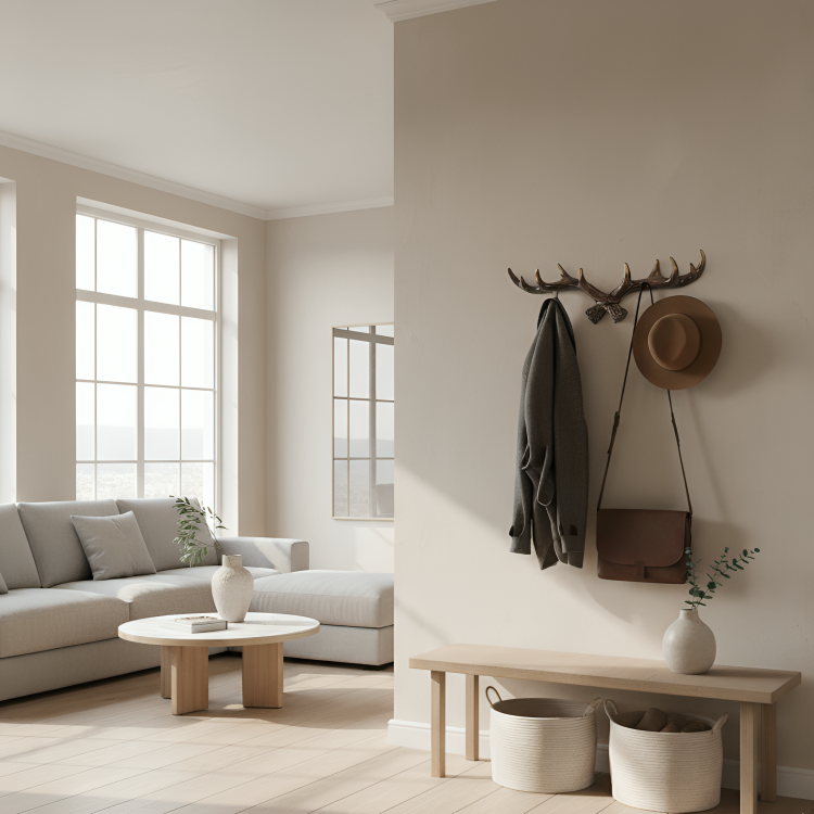 WildHook | Vintage jassenrek van gewei – Rustieke wandhaak van hertenhoorn voor jassen, hoeden en tassen