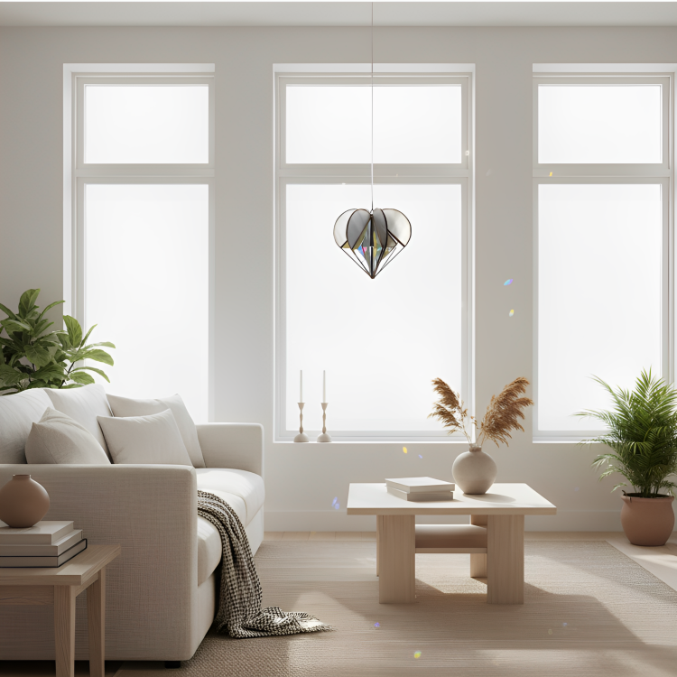 VitraHeart | Handgemaakte hartvormige glazen acryl zonnespiegel – Artistieke lichtreflector