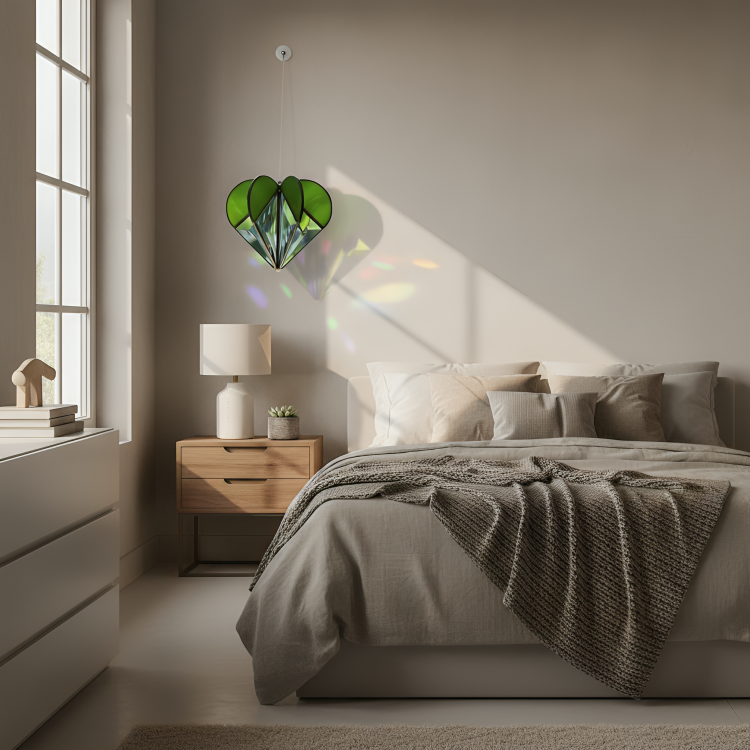 VitraHeart | Handgemaakte hartvormige glazen acryl zonnespiegel – Artistieke lichtreflector