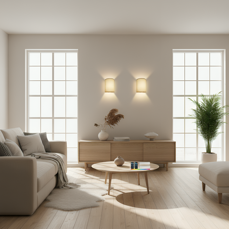 Ambienta | 2-pack draadloze wandlampen – 3 kleurtemperaturen, lampenkap van linnen