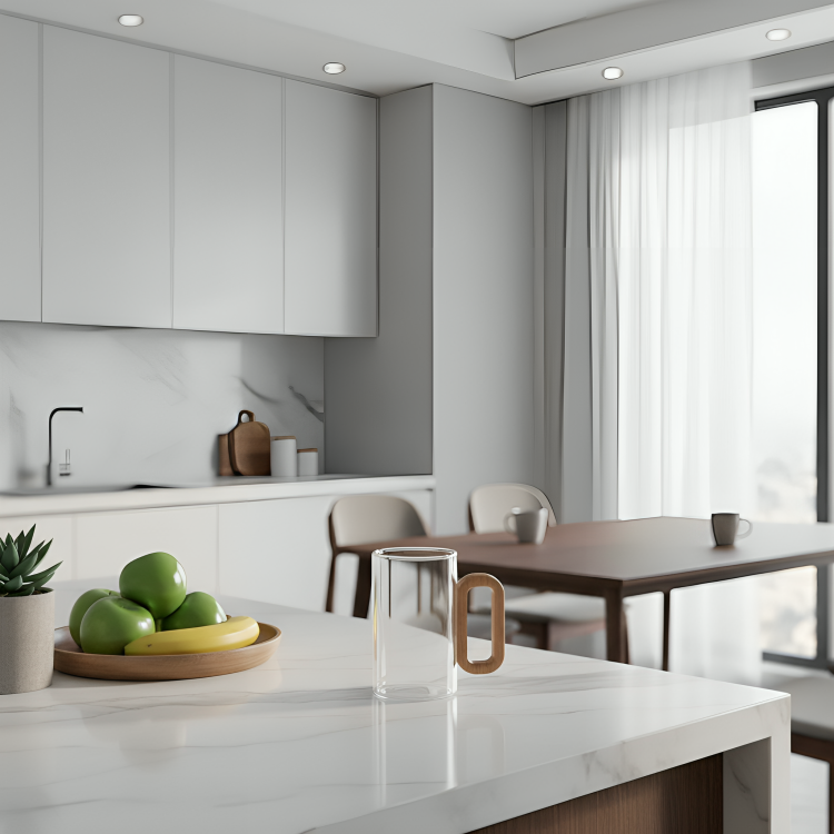 RustiGlass | Nordic glazen mok met houten handvat – Hittebestendige transparante koffiebeker