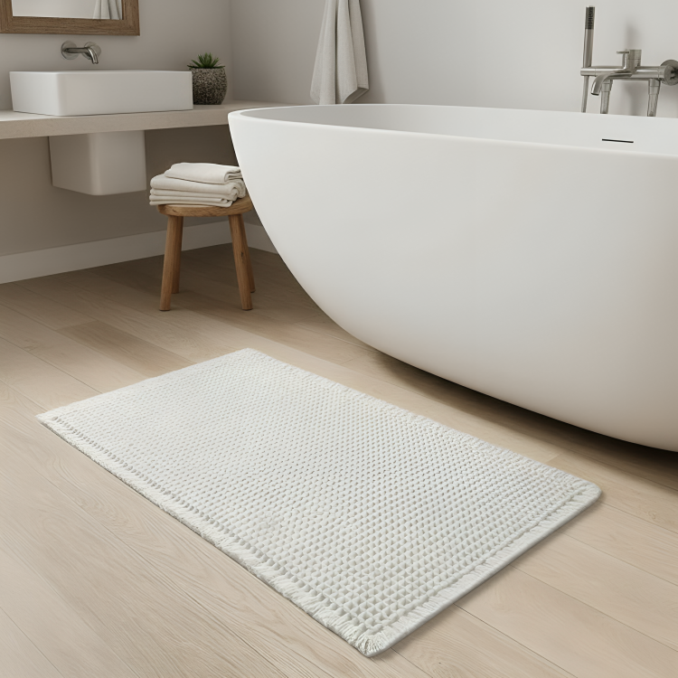 MatLoom | Boho Wafel Badmat 2-in-1 Absorberend & Antislip met Kwastjes, Wasbaar