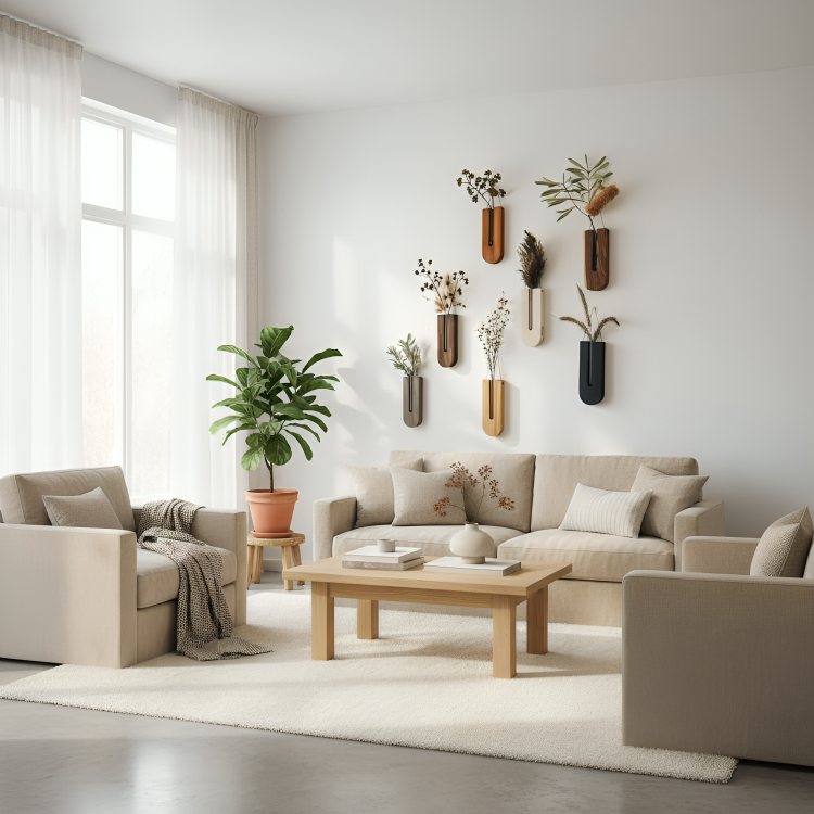 BloomCradle | Rustieke U-vormige houten wandplantenbak – Decoratieve wandbloemenhouder