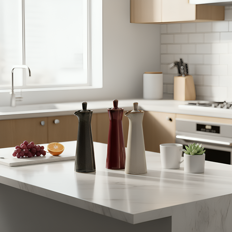 OleoPour | Nordic Keramische Olie- & Kruidenfles – Druppelvrije schenktuit, Minimalistisch Scandinavisch Design