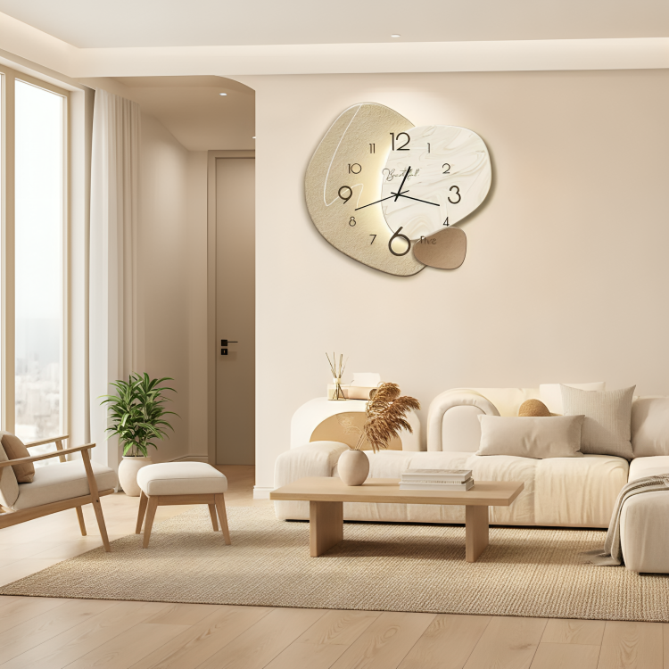 SculptTime | Luxe moderne wandklok – minimalistisch design decoratief uurwerk